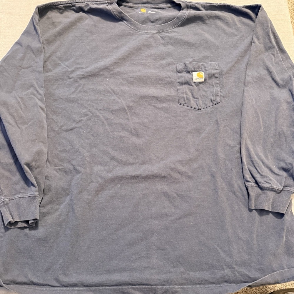 Carhartt Men's 3XL Navy Blue Long Sleeve Pocket T Shirt Heavyweight Workwear USA